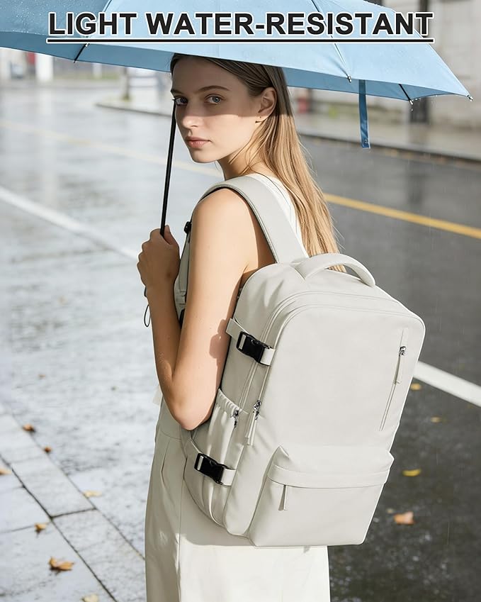 WONHOX Vacuum Seal Backpack for Travel with Air Pump Compression Daypack Personal Item Carry on Flight Approved Vacpack Laptop Space Saver Bags Storage with Vacuum System Travel Bag Women Men Beige