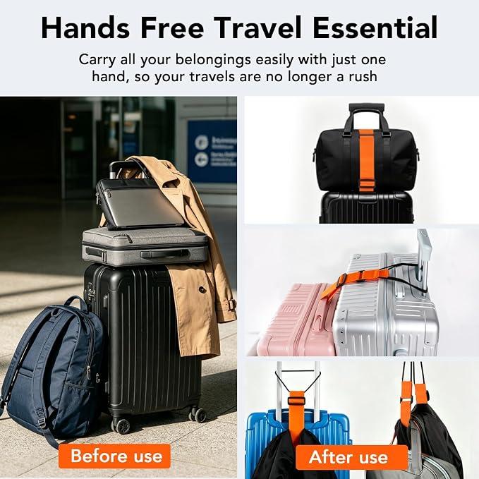Luggage Connector Straps, Adjustable Elastic Durable Straps for Connecting Luggage Bags to Suitcases, Hands-Free Travel Essential (Rainbow) - Image 6