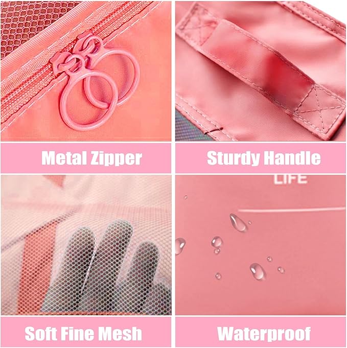 8 Set Packing Cubes for Suitcases, INVODA Travel Luggage Packing Organizers with Laundry Bag, Compression Storage Shoe Bag, Clothing Underwear Bag (Pink)