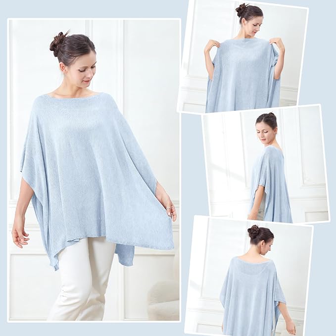 Nursing Cover for Breastfeeding – Soft & Breathable Lyocell Nursing Poncho for Mom, Lightweight Breastfeeding Cover, 360° Privacy Nursing Shawl for Travel & Pumping, Includes Laundry Bag