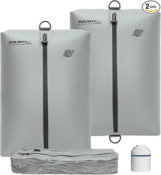 Reusable Vacuum Bags With Pump for Travel,Professional Waterproof IPX8 Vacuum Compression Bag for Suitcases Backpack,Space Saver Bags Packing Organizers for Clothing Packing(2 Pack,Gray)