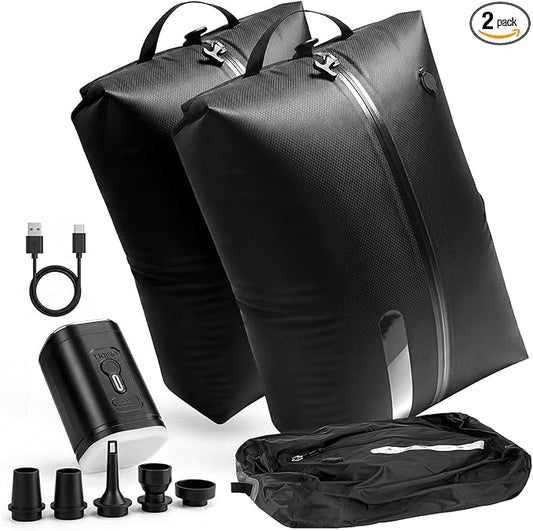 Vacuum Travel Bags with Hand Pump, 2-Pack (Large 21.7"×15.7"×7.9") – Reusable IP68 Waterproof Compression Bags for Clothes, Space-Saving Storage for Luggage, Backpack & Suitcase