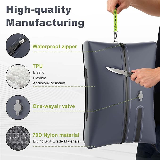 Extra Large Vacuum Bags for Travel with Electric Pump,34L Waterproof Compression Bags for Carry On Suitcases and Backpack for Air Travel Vacation Camping Boating Outdoor Sports 1 Pack