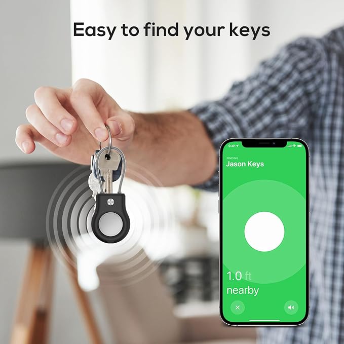 Air Tag Holder - (4 Pack) Air tag Lock Keychain with Wire Cable Compatible with Apple AirTag,Ultra Durable Anti-Lost Protective Case with Keyring for Luggage, Key, Backpack, Pet, Bag, Black - Image 4