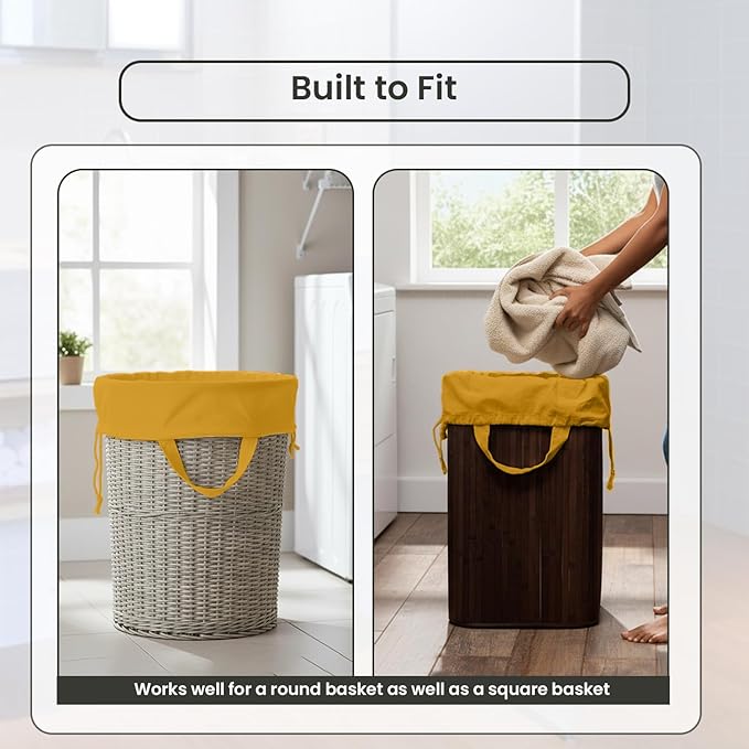 LFH Home Cotton Canvas Large Laundry Bag with Handle, Heavy Duty Drawstring Closure Washable Laundry Bags, School Travel, Home, Hotel, College Dorm, Organizer Sack, Toys Clothes 20x30-Yellow