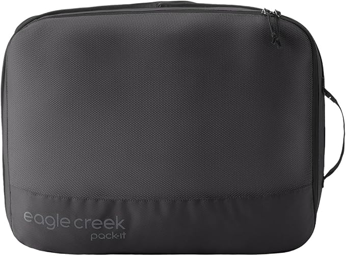 Eagle Creek Pack-It Reveal Expansion Cube - Adjustable Storage Expansion Cube for Travel - Durable Compression Zipper - Water-Resistant - Sustainable - Large - Black
