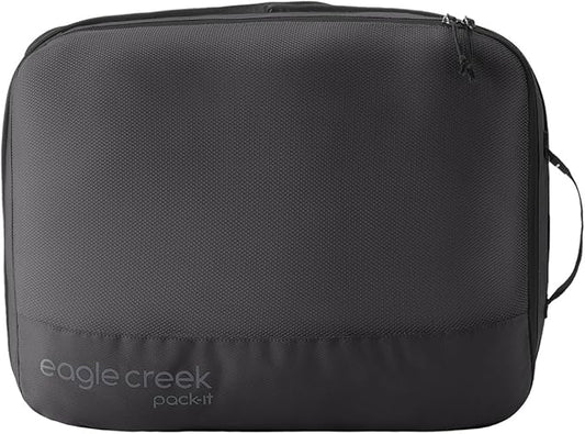 Eagle Creek Pack-It Reveal Expansion Cube - Adjustable Storage Expansion Cube for Travel - Durable Compression Zipper - Water-Resistant - Sustainable - Large - Black