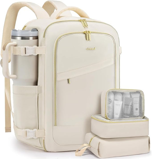 LOVEVOOK 40L Travel Backpack for Women, Carry On Flight Approved, Large Personal Item Bag, Fits 17 inch Laptop, TSA Approved Luggage with 3 Packing Cubes, Waterproof Weekender Gym Backpack