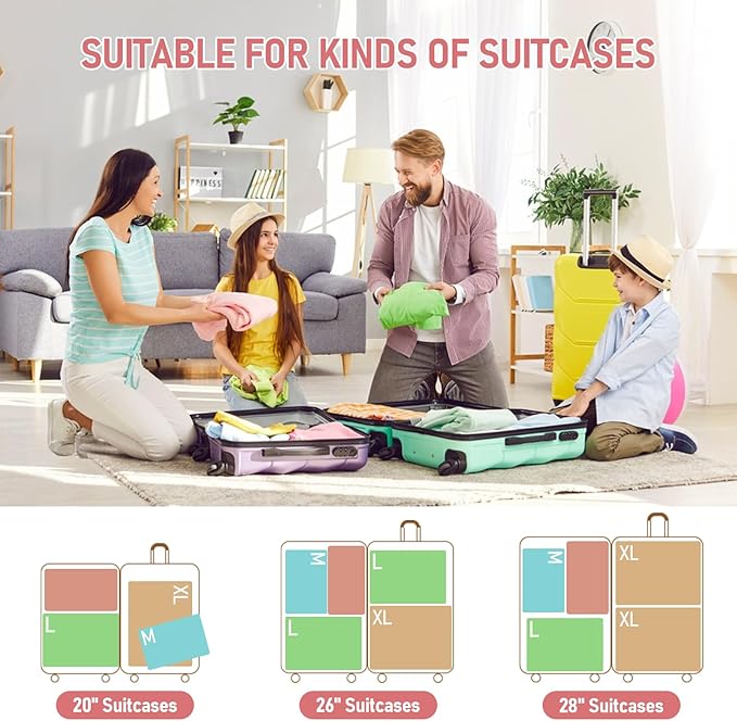 4 Set Packing Cubes For Travel Essentials, Luggage Packing Organization Cubes Suitcase Organizer Bags Set For Luggage Travel Packing Cubes For Suitcases Durable (4 Pcs, Pink)