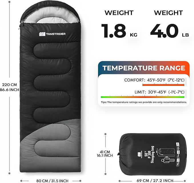 Sleeping Bag for Adults Warm Weather, Compact Lightweight Backpacking Sleeping Bag with Compression Sack, Camping Essentials Gear for Hiking Travel Climbing Outdoor & Indoor Use