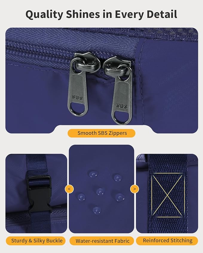 ECOHUB 8-in-1 Hanging Packing Cubes, Foldable Travel Storage Bag, Travel Organizer Expandable Packing Cube for Suitcase or Luggage (Blue)