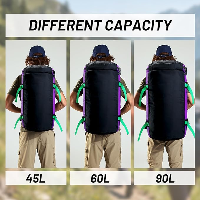 MIER Large Duffel Backpack Sports Gym Bag with Shoe Compartment, Heavy Duty and Water Resistant, Purple, 90L