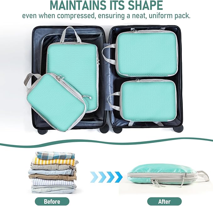 4 Set Packing Cubes For Travel Essentials, Luggage Packing Organization Cubes Suitcase Organizer Bags Set For Luggage Travel Packing Cubes For Suitcases Durable (4 Pcs, Blue)