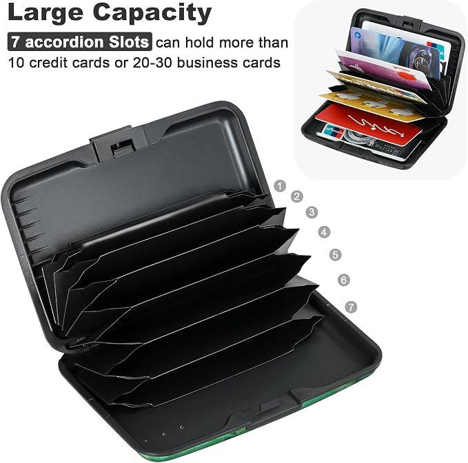 ELFISH Mini RFID Aluminum Wallet Credit Cards Holder Business Card Case Metal ID Case for Men Women(Vase Rose) - Image 5