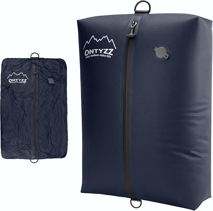 ONTYZZ Vacuum Bags for Travel, IPX8 Waterproof Space Saver Vacpack, GRS Certified Recycled Compression Bag (1PC, Drak Blue, NO Air Pump)