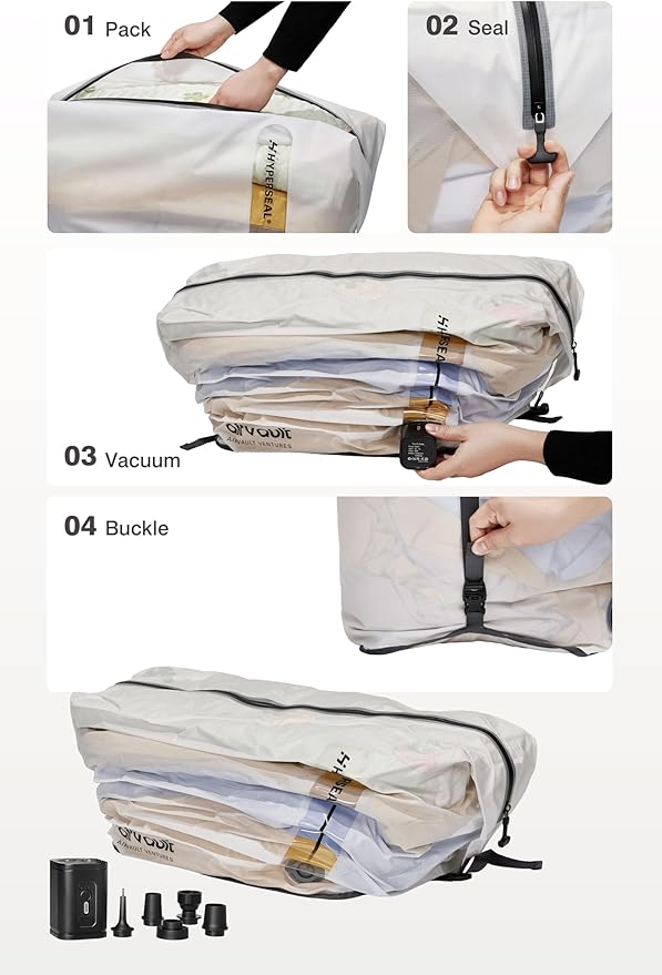 AirVault Premium Reusable Vacuum Seal Storage Bag for Carry On Suitcases & Backpack, Space Saver Airline Travel Vacpack, Pump Included (120L Tapered Duffle, 2-Pack)