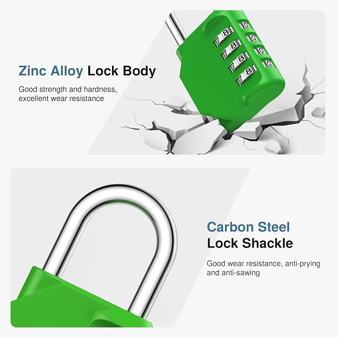 Puroma Combination Lock 4 Digit Gym Locker Padlock Waterproof, 1 Green - Image 4