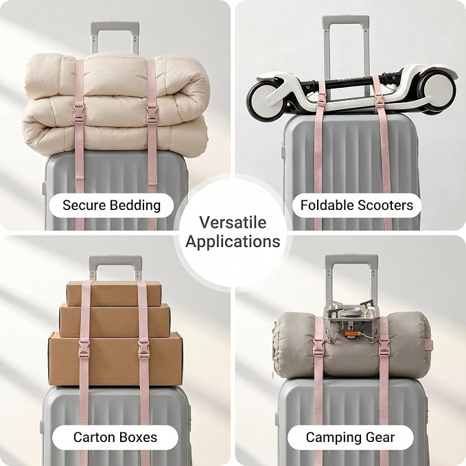 Pink Luggage Straps for Suitcases, Luggage Accessories Bag Strap, Adjustable Connector Straps for Multiple Suitcases - Image 4