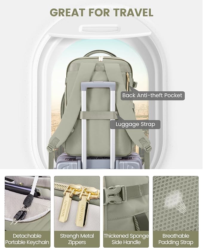 LOVEVOOK Travel Backpack for Women,40L Carry On Backpack for Airplanes,17.3 Inch Laptop Personal Item Travel Bag