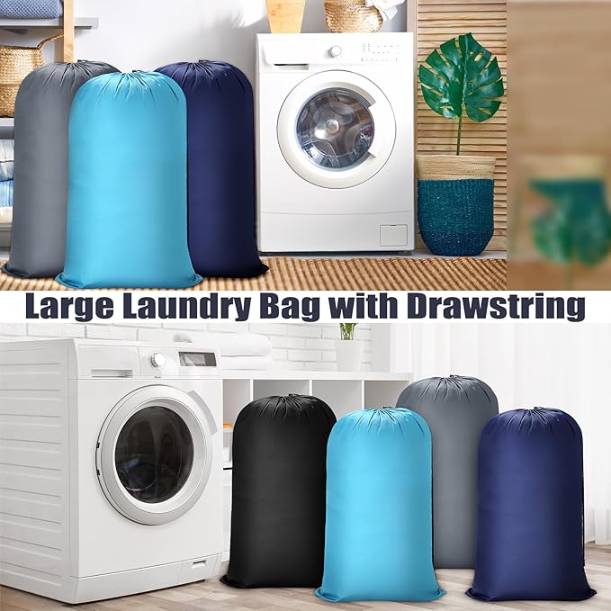Nuogo 20 Pcs Laundry Bag Washable Travel Laundry Bags with Drawstring Lock Closure Large Heavy Duty for Camping Tent Blankets Dirty Clothes Yarn Fabric Storage, 38 x 24 Inches(Mixed Color)