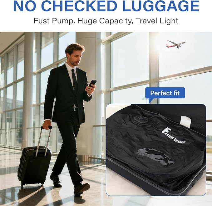 Travel Vacuum Bags with Pump,40L Built-in Air Pump Vacuum Bags for Travel,180°Open, Reusable Compression Bags for Carry On Suitcases and Backpack(2PC(Built-in Air Pump))
