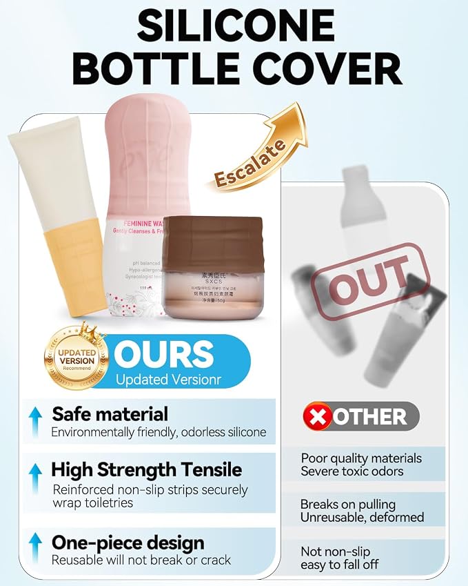 16 Pack Silicone Bottle Cover,Travel Essential for Women Men - Image 2