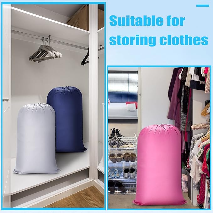6 Pcs 43 x 55 Inch Extra Large Laundry Bag Washable Travel Laundry Bags with Drawstring Lock Closure Heavy Duty for Dirty Clothes Camping Tent Blankets Yarn Fabric Storage, Assorted Colors