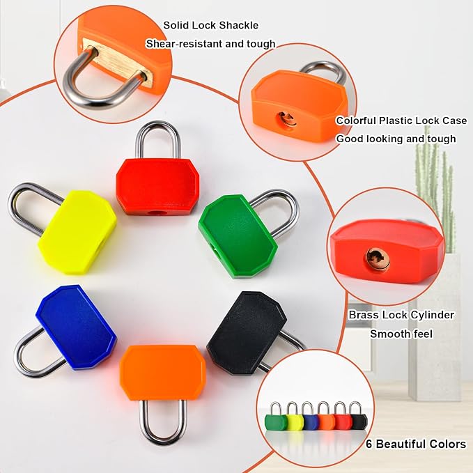 smilixin 12 PCS Suitcase Locks with Keys,Small Locks with Keys,6 Colors - Image 3