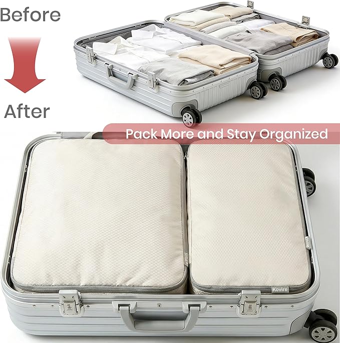 Compression Packing Cubes for Travel, Set of 4 Expandable Luggage Organizers with Shoe Bag, Lightweight Water-Resistant Suitcase Essentials for Carry-on & Checked Luggage,Green