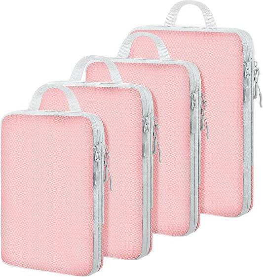 4 Set Packing Cubes For Travel Essentials, Luggage Packing Organization Cubes Suitcase Organizer Bags Set For Luggage Travel Packing Cubes For Suitcases Durable (4 Pcs, Pink)
