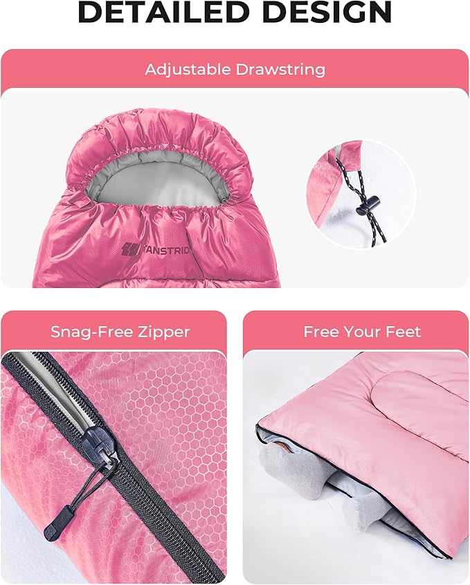 Sleeping Bag for Adults Warm Weather, Compact Lightweight Backpacking Sleeping Bag with Compression Sack, Camping Essentials Gear for Hiking Travel Climbing Outdoor & Indoor Use