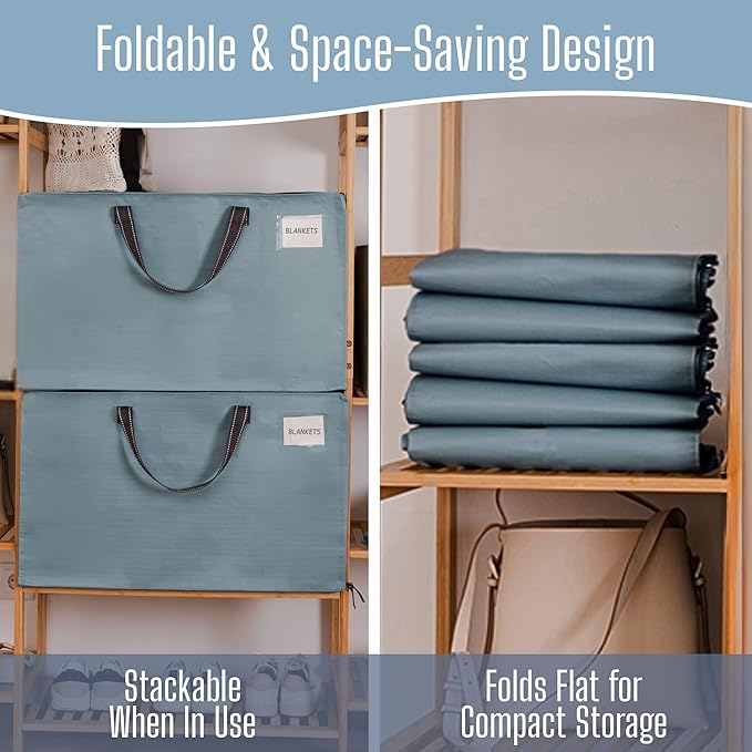 VENO 2 Pack Extra Large Heavy Duty Moving Bags with Wide Opening & Reinforced Handles, Reusable Storage Tote Bags with Strong Zippers for Clothes, College Dorm Essentials & Moving Supplies