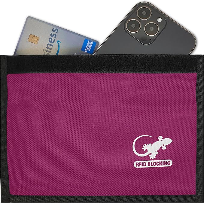 Gecko Travel Tech Faraday Bag Anti-Tracking GPS RFID Car Key Signal Blocker Wallet Shielding Pouch Protective Case for Cell Phone Car Key FOB, Data Privacy, Electronic Device Security (PINK - NYLON) by GeckoTravelTech