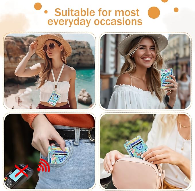 Yonlevres Credit Card Holder Slim RFID Wallet Women Small Butterfly Travel - Image 3