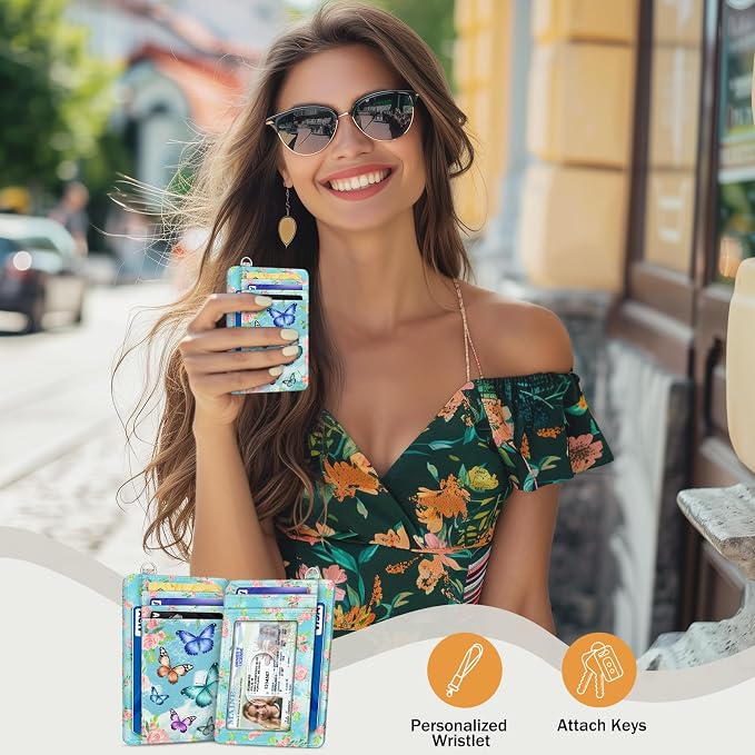 Yonlevres Credit Card Holder Slim RFID Wallet Women Small Butterfly Travel - Image 2