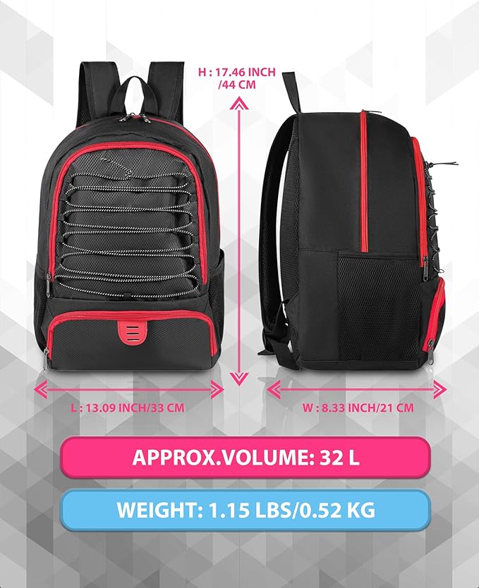 Basketball Bag Backpack for Men Women with Ball & Shoes Compartment 30L Capacity Lightweight Breathable Boys Girls Soccer Ball Bag Backpack Fit Volleyball Football Sports Travel School Gym