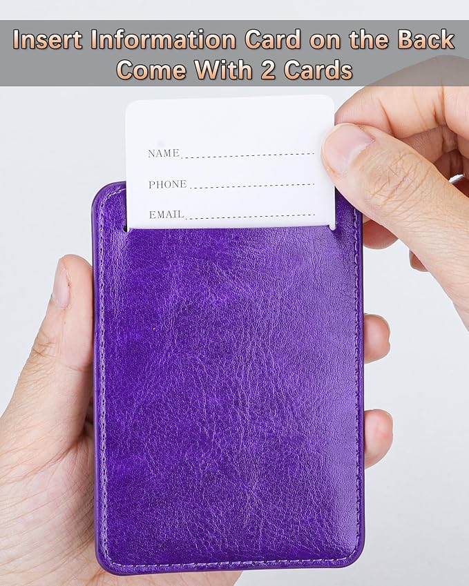 Teskyer Leather Luggage Tags for Suitcases, 3 Pack, Purple - Image 3