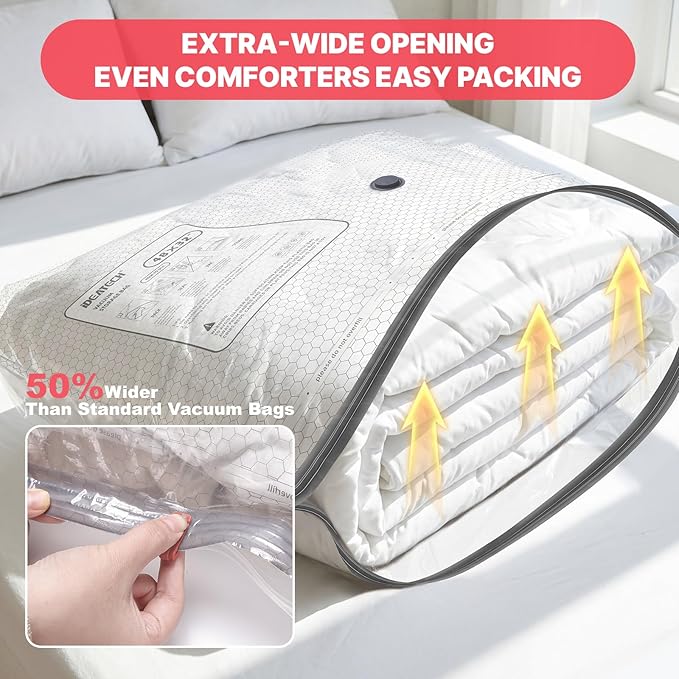 IDEATECH 15Pack Vacuum Storage Bags with Electric Pump, Jumbo Vacuum Seal Bags for Clothing, Bedding & Blanket, Heavy Duty Compression Space Saver with Airtight Seal, Complete Home Storage-5M+5L+5XL