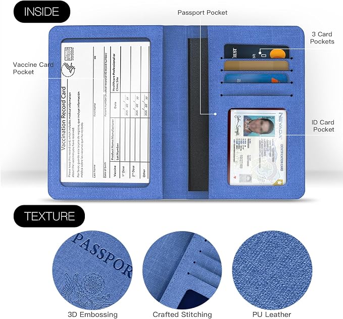 2 Pack Vaccine Card Holder,Passport And Vaccine Card Holder Combo-Baby Blue&Pink - Image 3