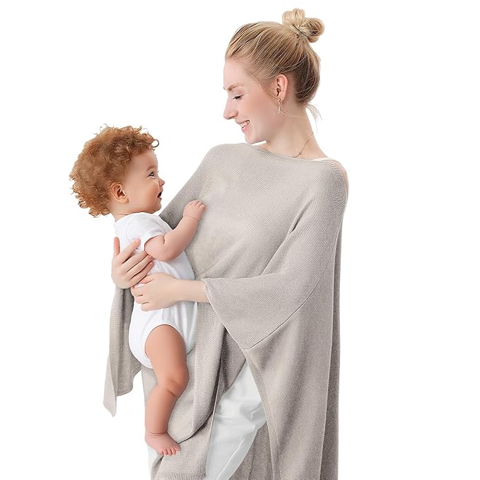 Nursing Cover for Breastfeeding – Soft & Breathable Lyocell Nursing Poncho for Mom, Lightweight Breastfeeding Cover, 360° Privacy Nursing Shawl for Travel & Pumping, Includes Laundry Bag