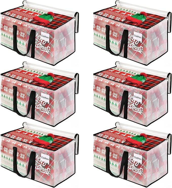 BlissTotes Clear Moving Bags Heavy Duty, 93L Extra Large Storage Bags with Zipper & Reinforced Handles, Waterproof PP Moving Totes for Clothes, Bedding, Comforters, Space Saving Storage (6 Pack)