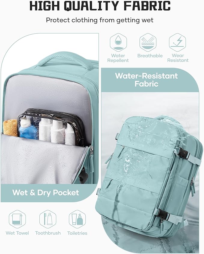 wepadre Vacuum Backpack Travel with Pump Travel Backpack with Vacuum System Expandable Vacpack Compression Backpacks for Travel Easy Vac Pack Carry on Luggage Blue