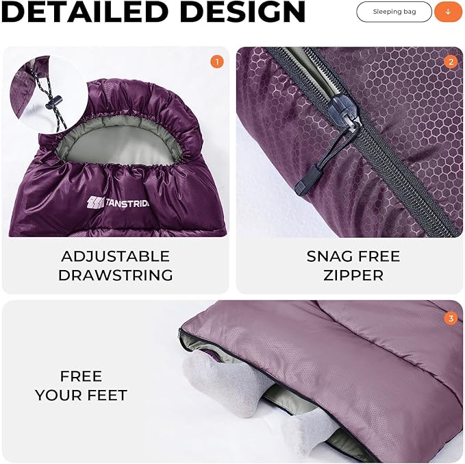 Sleeping Bag for Adults Warm Weather, Compact Lightweight Backpacking Sleeping Bag with Compression Sack, Camping Essentials Gear for Hiking Travel Climbing Outdoor & Indoor Use