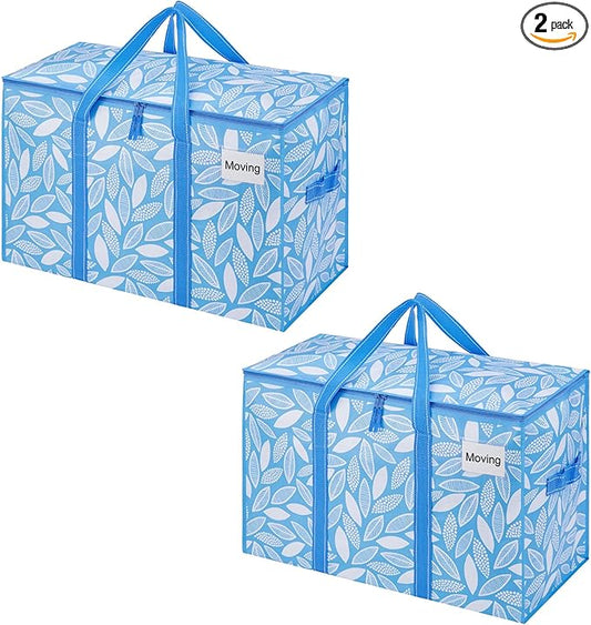 VENO 2 Pack Heavy Duty Moving Bags, Extra Large Storage Bags with Reinforced Handles & Strong Zippers, Foldable & Reusable Moving Box Alternative for Clothes & Dorm Storage