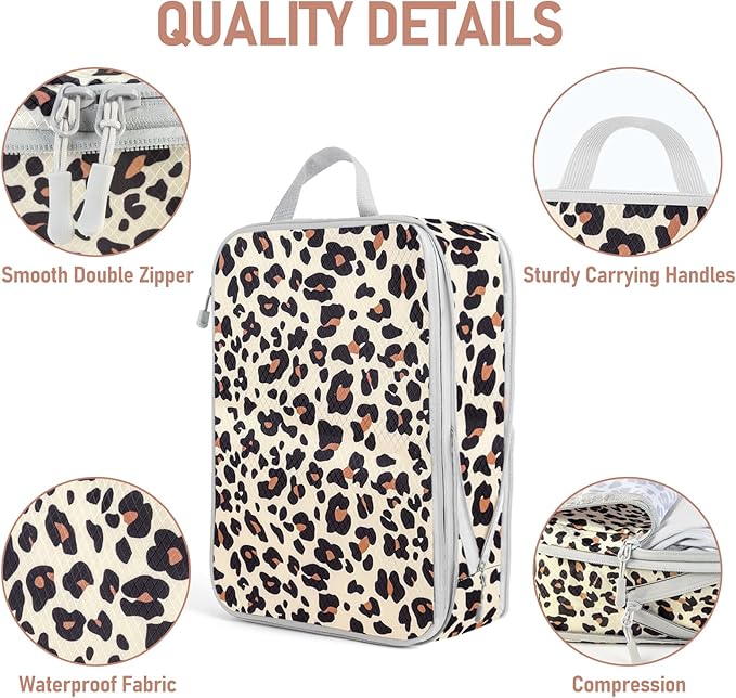 6 Set Compression Packing Cubes, Suitcase Organizer, Lightweight Travel Essentials, Compression Bags For Travel Accessories Luggage Storage Set (6Pcs, Brown Leopard)