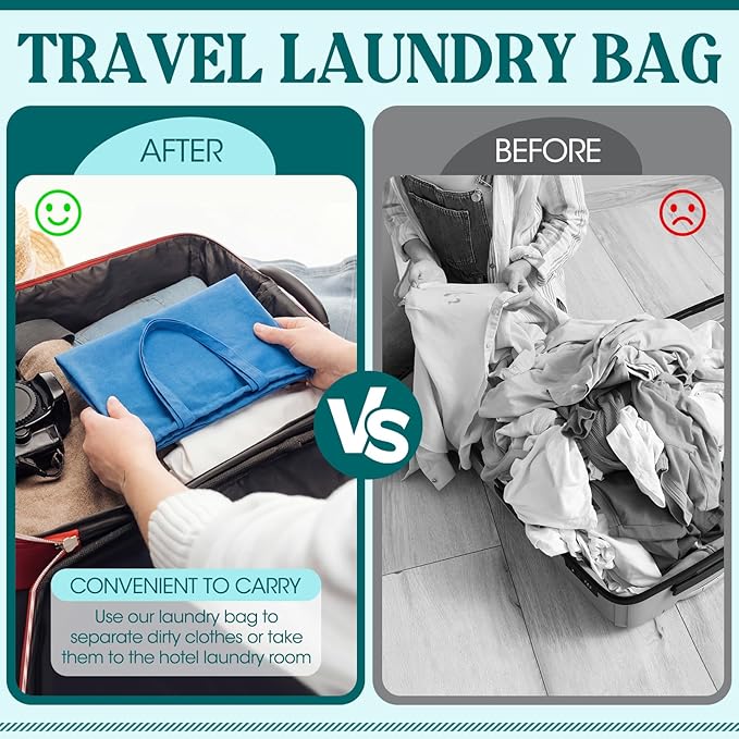 Zhehao 6 Packs Canvas Laundry Bags 20" x 28" Thick Heavy Duty Cotton Laundry Bag with Handles & Drawstring Fit a Basket or Hamper Perfect for College Dorm Apartment Dwellers and Travel (Cool Color)