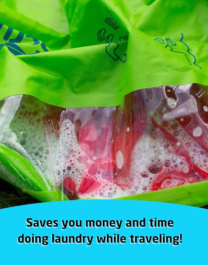 Scrubba Portable Washing Machine – Patented Washboard-in-a-Bag™ Travel Wash Bag – Wash Clothes Anywhere – Manual Washer for Travel, Camping & Backpacking (5.3 oz)