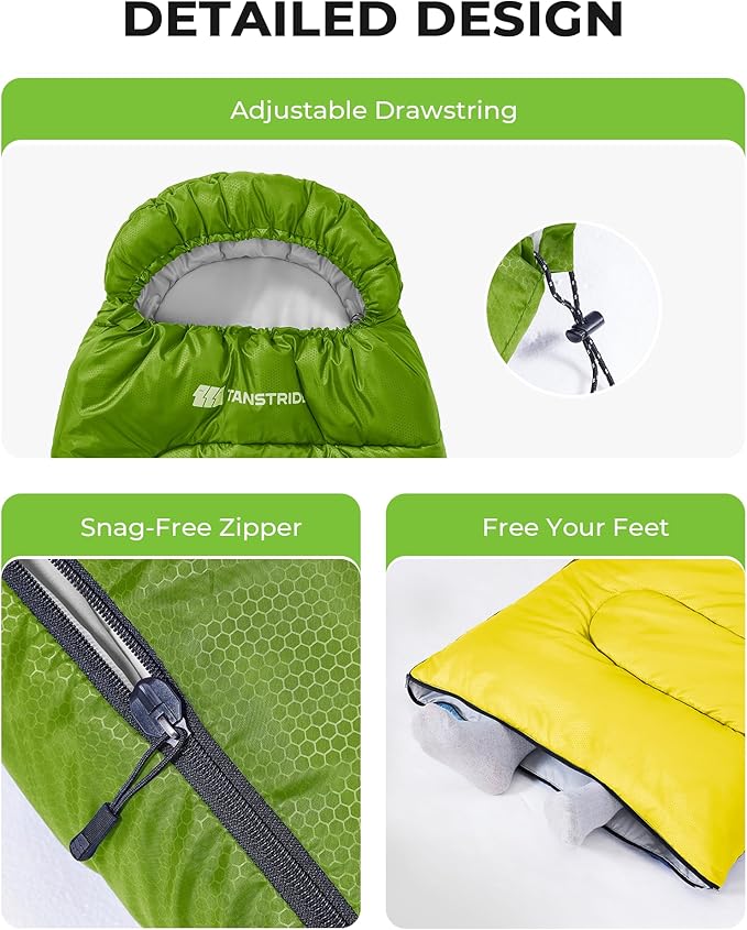Sleeping Bag for Adults Warm Weather, Compact Lightweight Backpacking Sleeping Bag with Compression Sack, Camping Essentials Gear for Hiking Travel Climbing Outdoor & Indoor Use