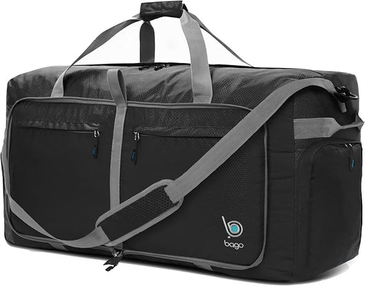 Bago Extra Large Duffle Bag for Travel Women & Men. Durable, Lightweight, Foldable Travel Duffel Bags For Traveling Women. 120L Duffle Bags Use As a Weekender Bag with Shoe Compartment, Checked Duffel