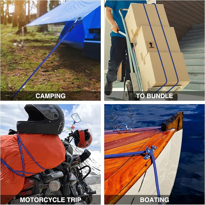 WORKPRO 24" Bungee Cords with Hooks, 4 Pack Heavy Duty Outdoor Bungee Strap - Image 7